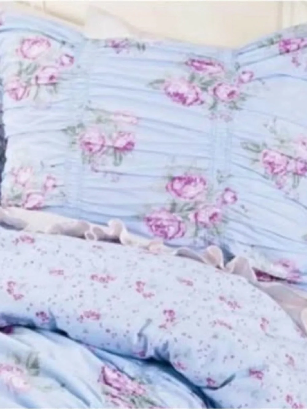 Vintage 100% Cotton Shabby Chic Rachel Ashwell Cabbage Ruched Duvet.